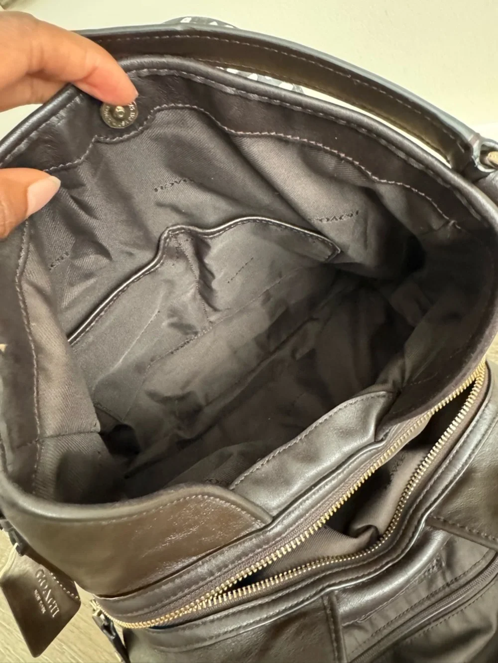 Coach Brown Signature Canvas Shoulder Bag with Dark Brown Trim - Picture 6 of 16